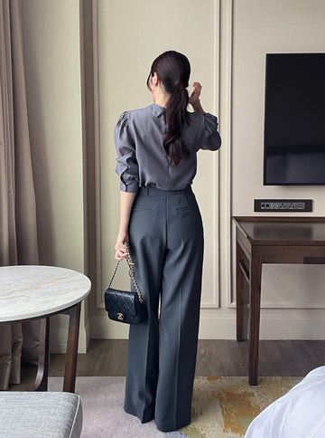 Look at Pintuck Straight Wide Slacks